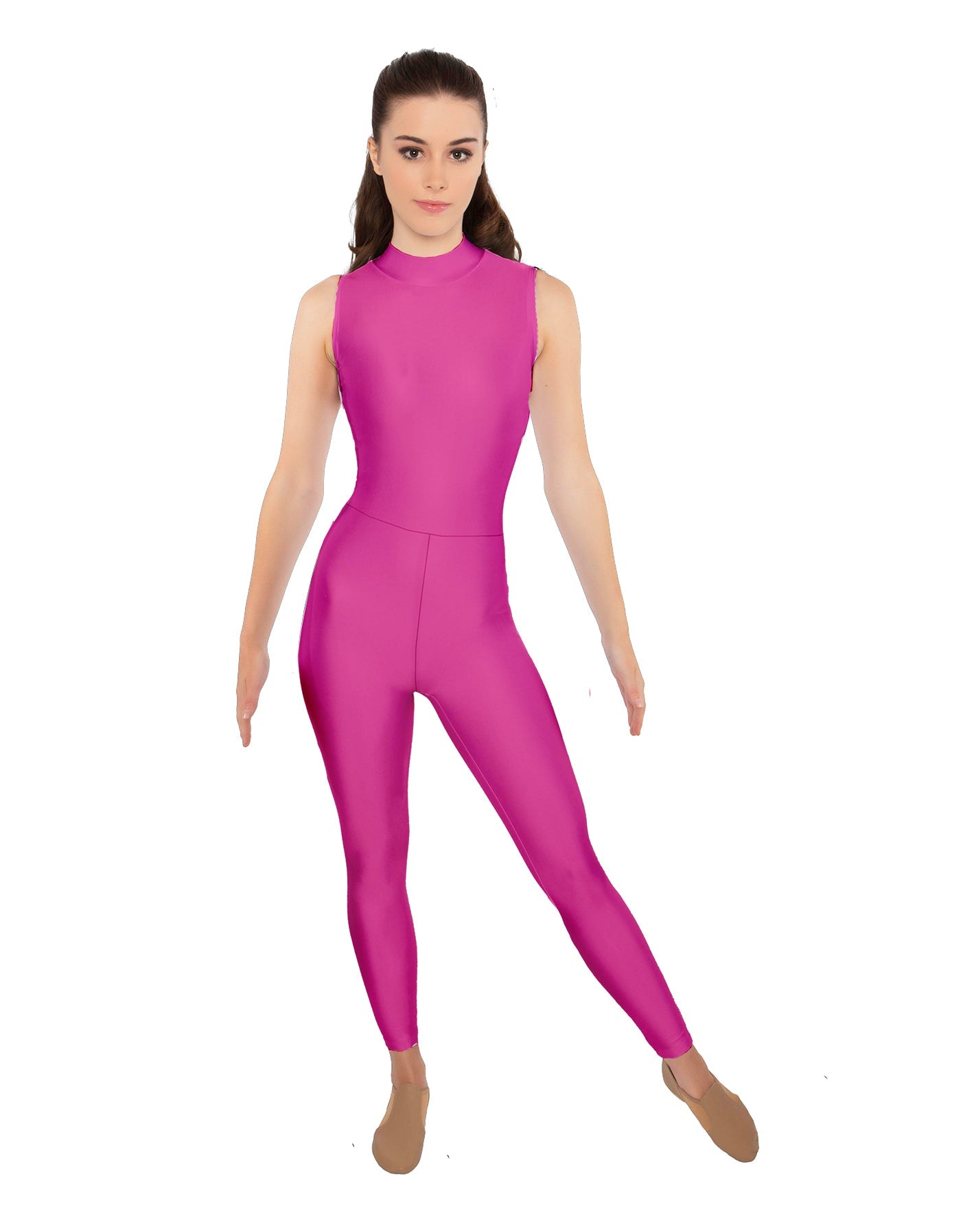 Solid Lycra Sleeveless TNeck Keyhole Unitard
