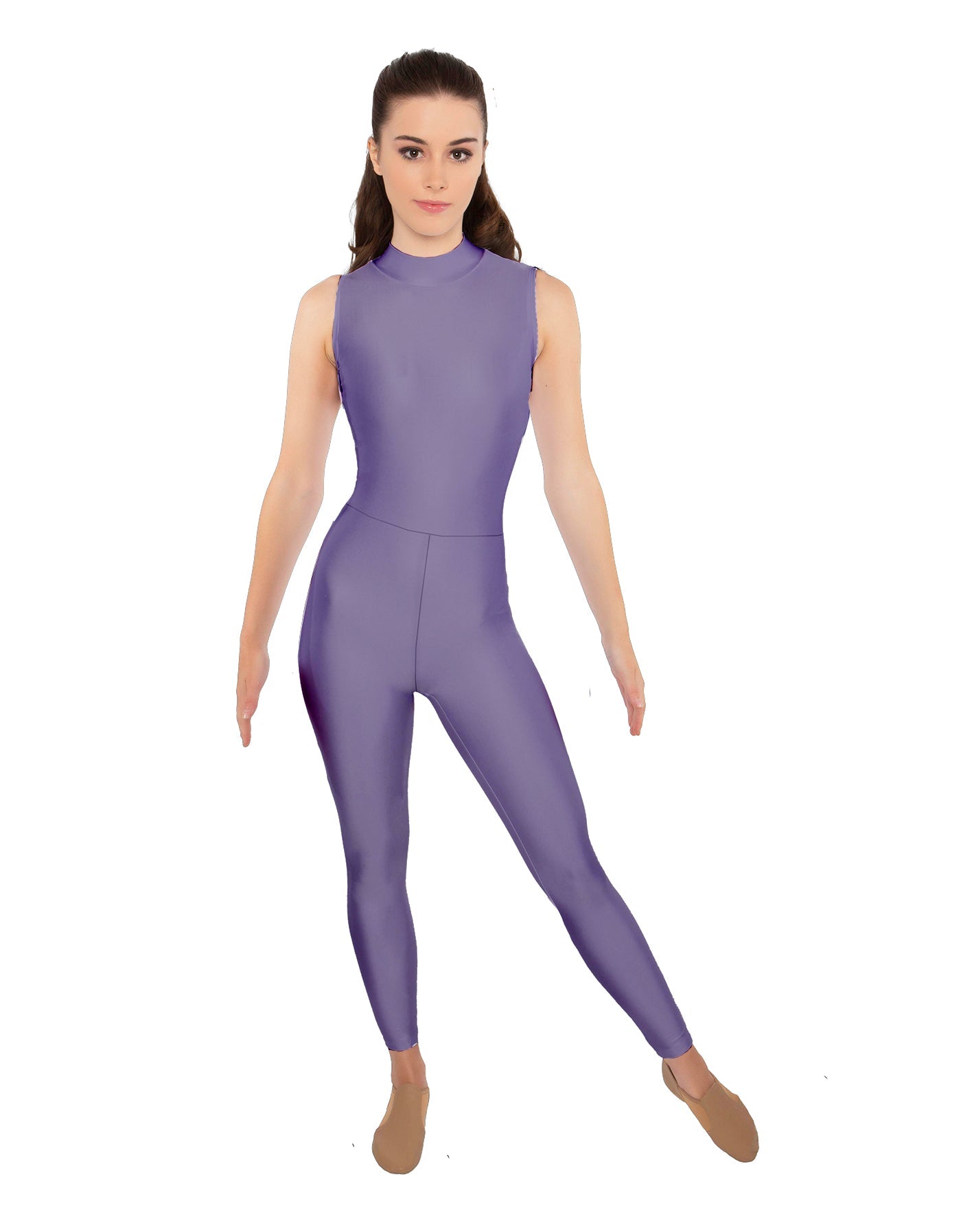 Solid Lycra Sleeveless TNeck Keyhole Unitard
