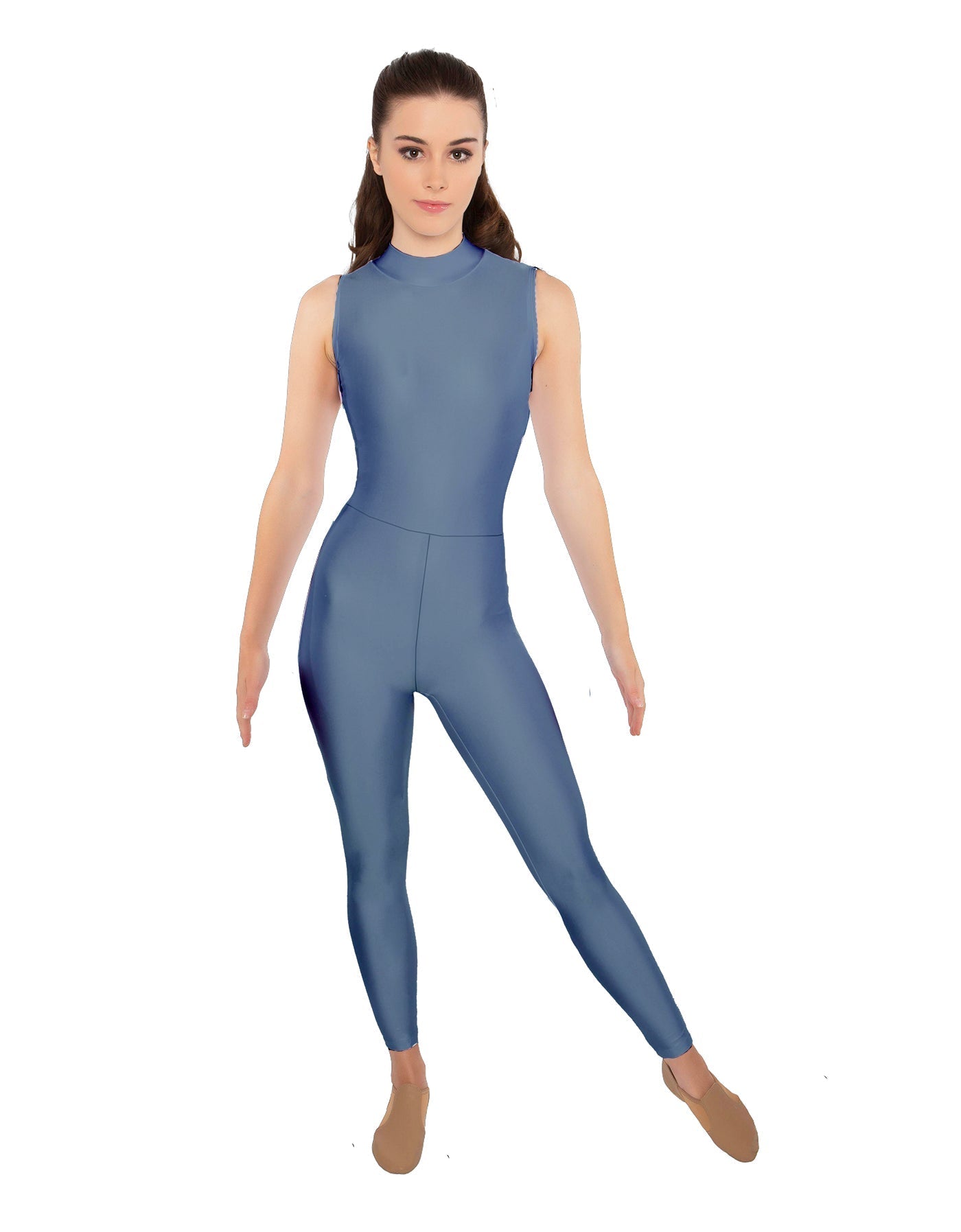 Solid Lycra Sleeveless TNeck Keyhole Unitard