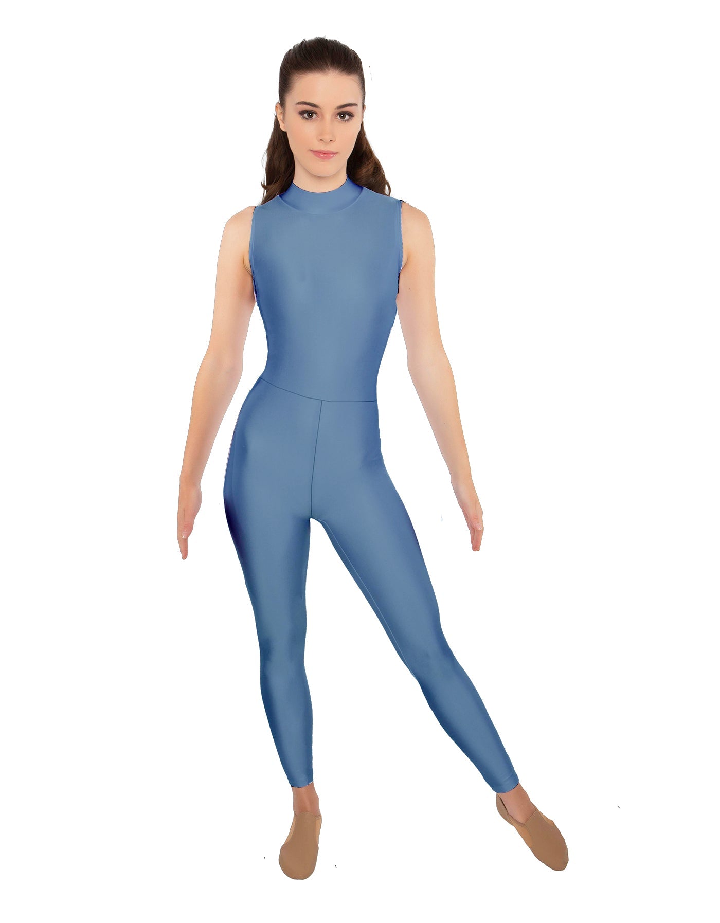 Solid Lycra Sleeveless TNeck Keyhole Unitard