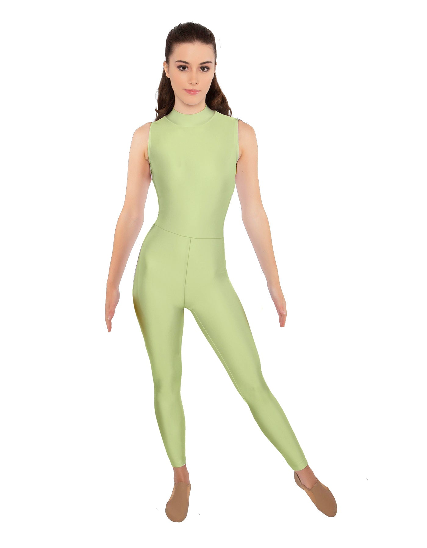 Solid Lycra Sleeveless TNeck Keyhole Unitard