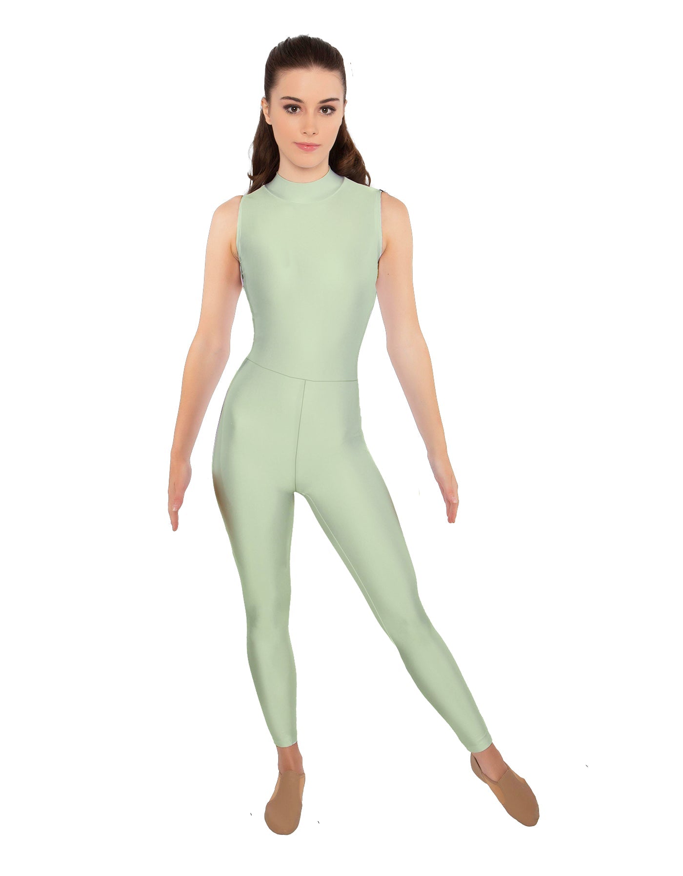 Solid Lycra Sleeveless TNeck Keyhole Unitard