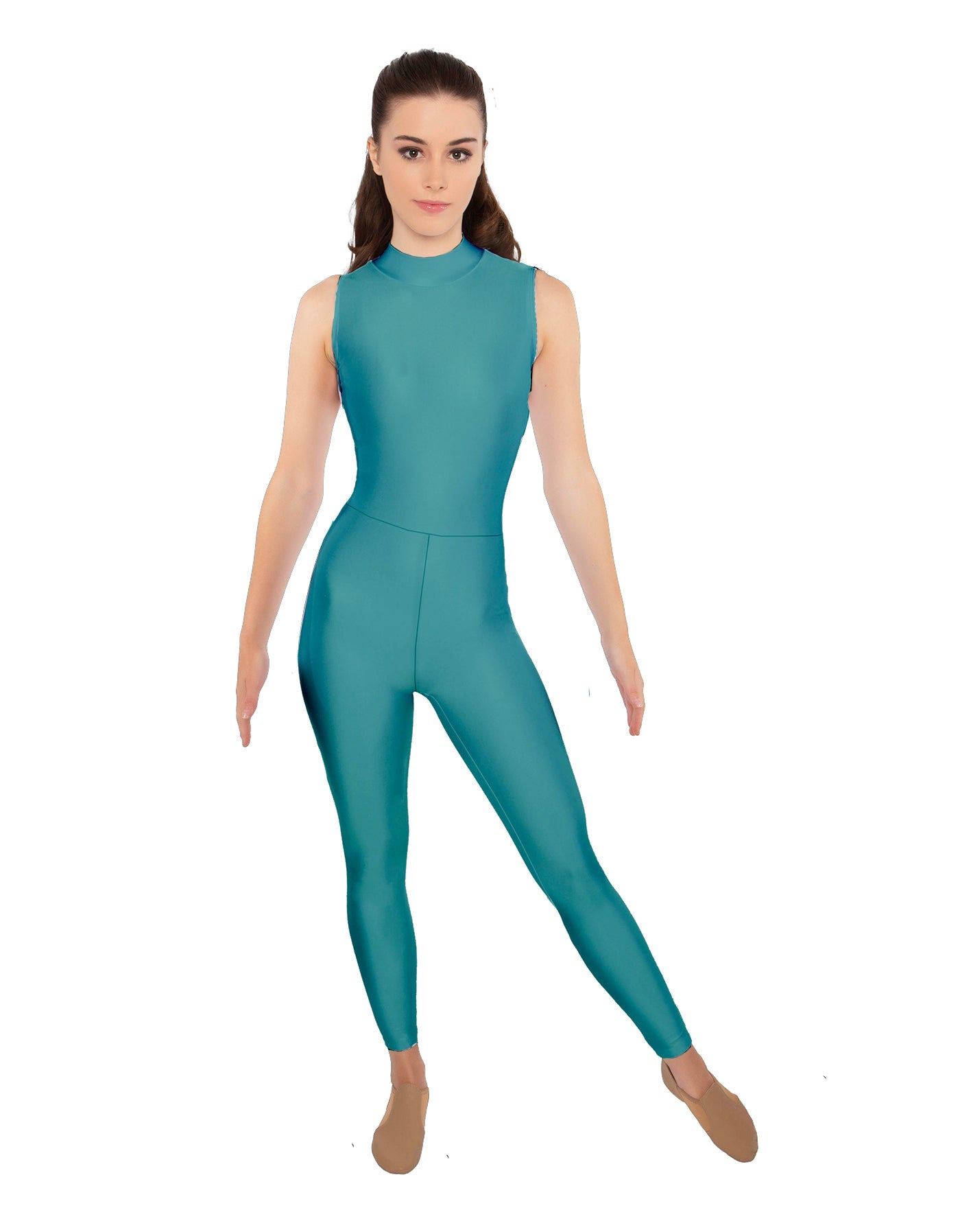 Solid Lycra Sleeveless TNeck Keyhole Unitard