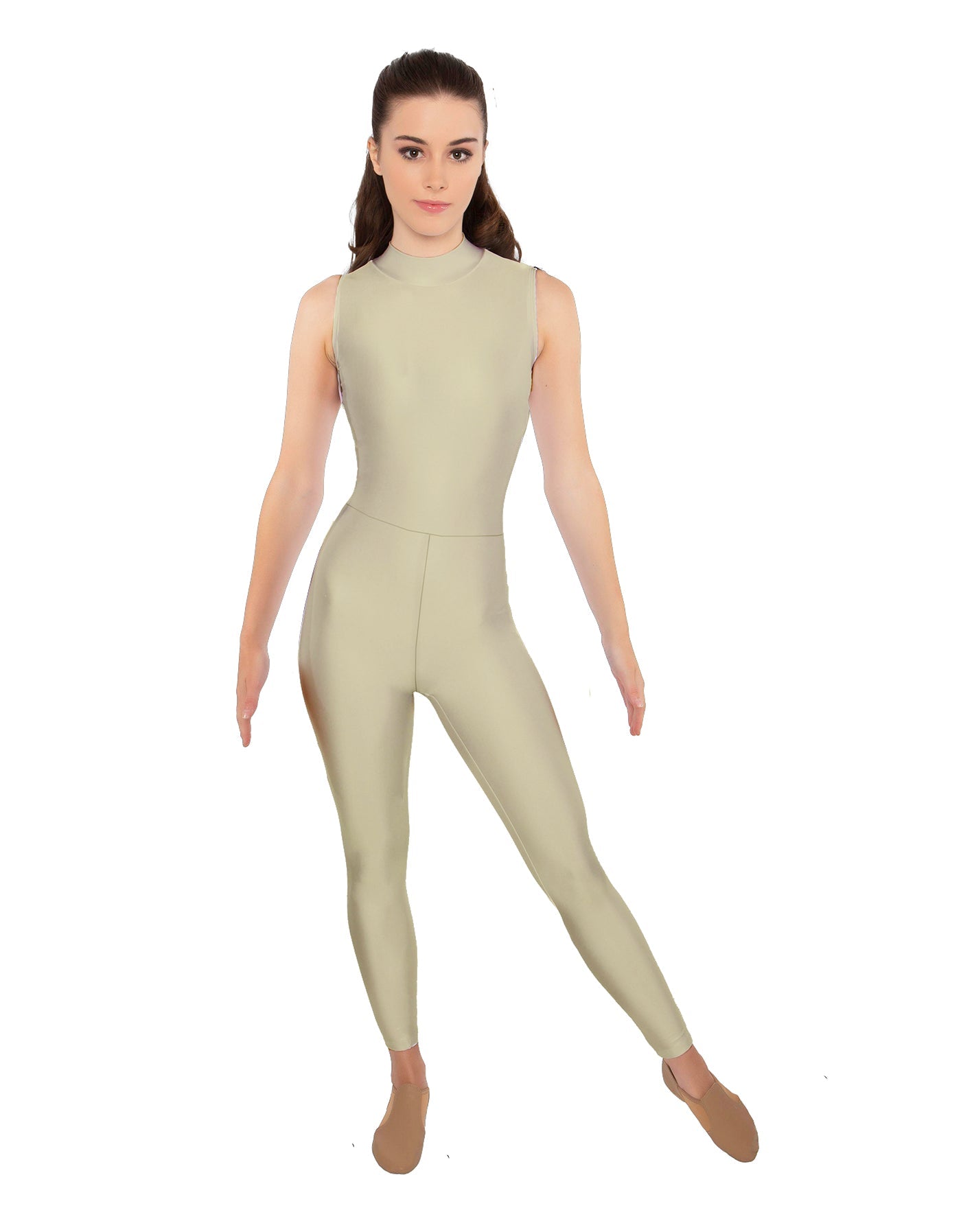 Solid Lycra Sleeveless TNeck Keyhole Unitard