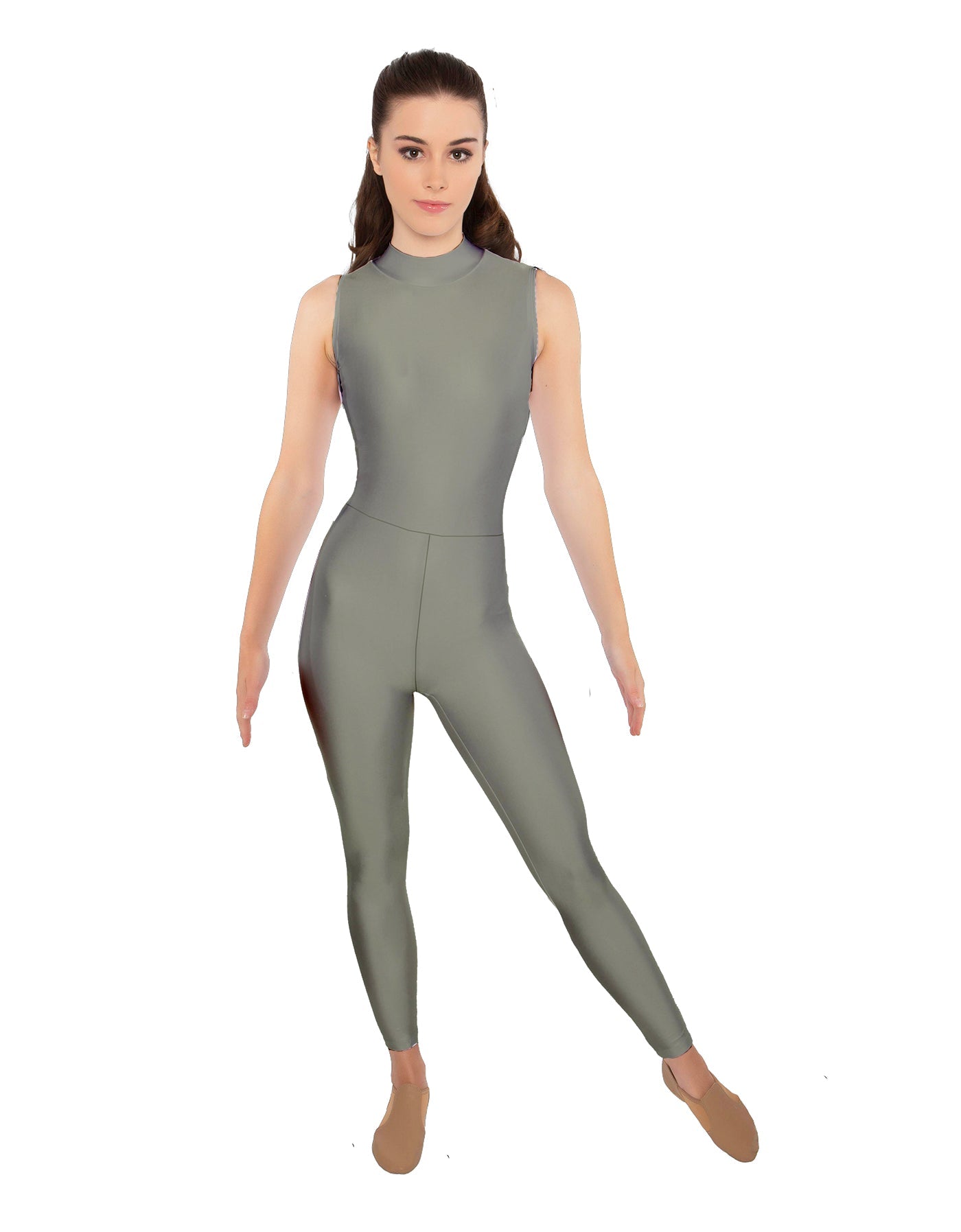 Solid Lycra Sleeveless TNeck Keyhole Unitard