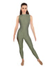 Solid Lycra Sleeveless TNeck Keyhole Unitard