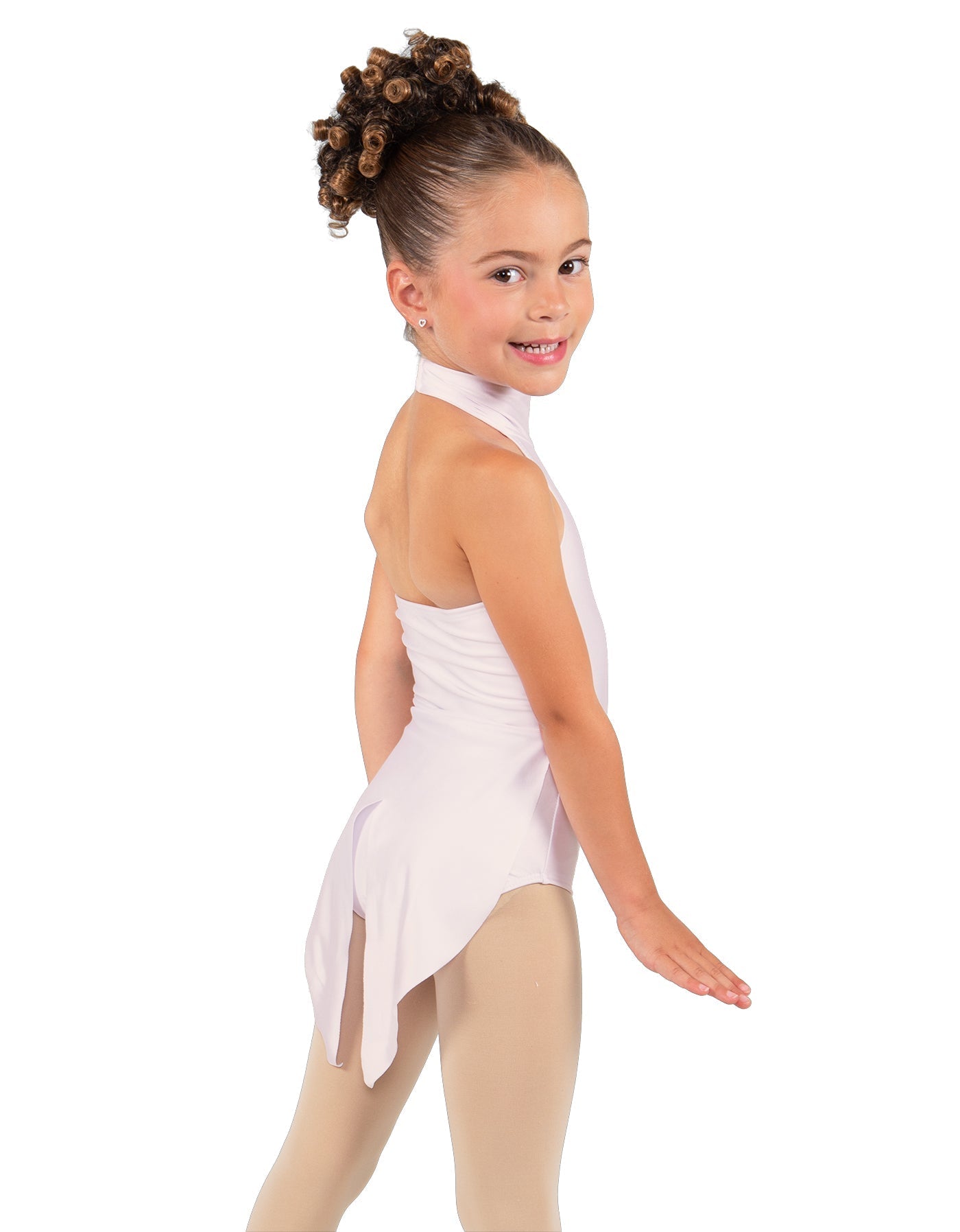 Solid Lycra Halter Collar Leotard with Tails