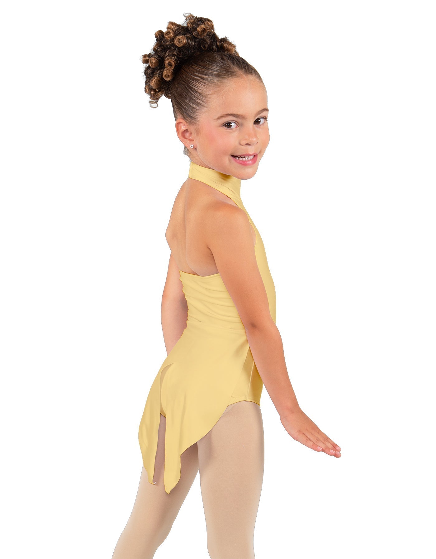 Solid Lycra Halter Collar Leotard with Tails