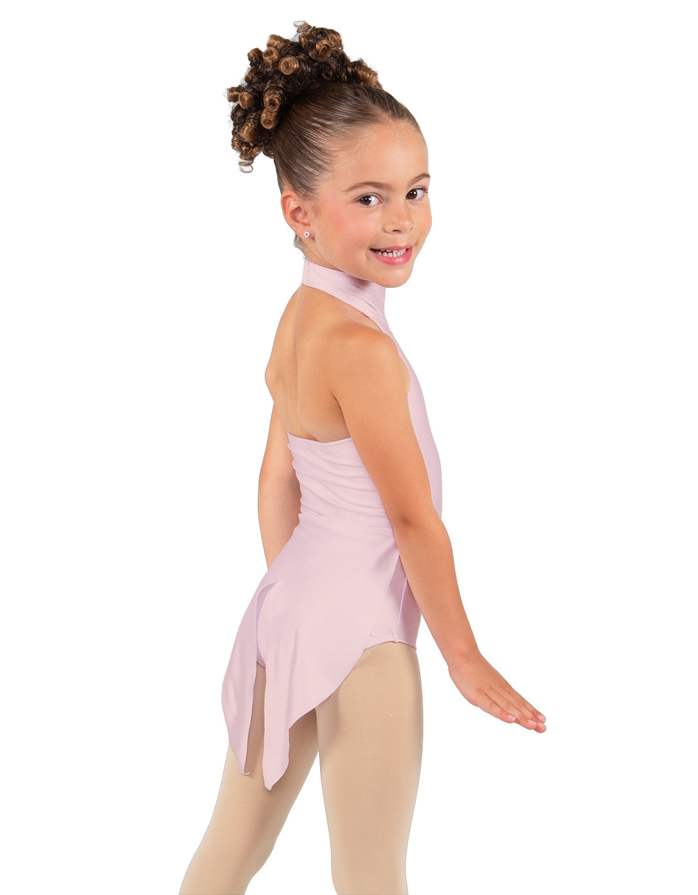 Solid Lycra Halter Collar Leotard with Tails