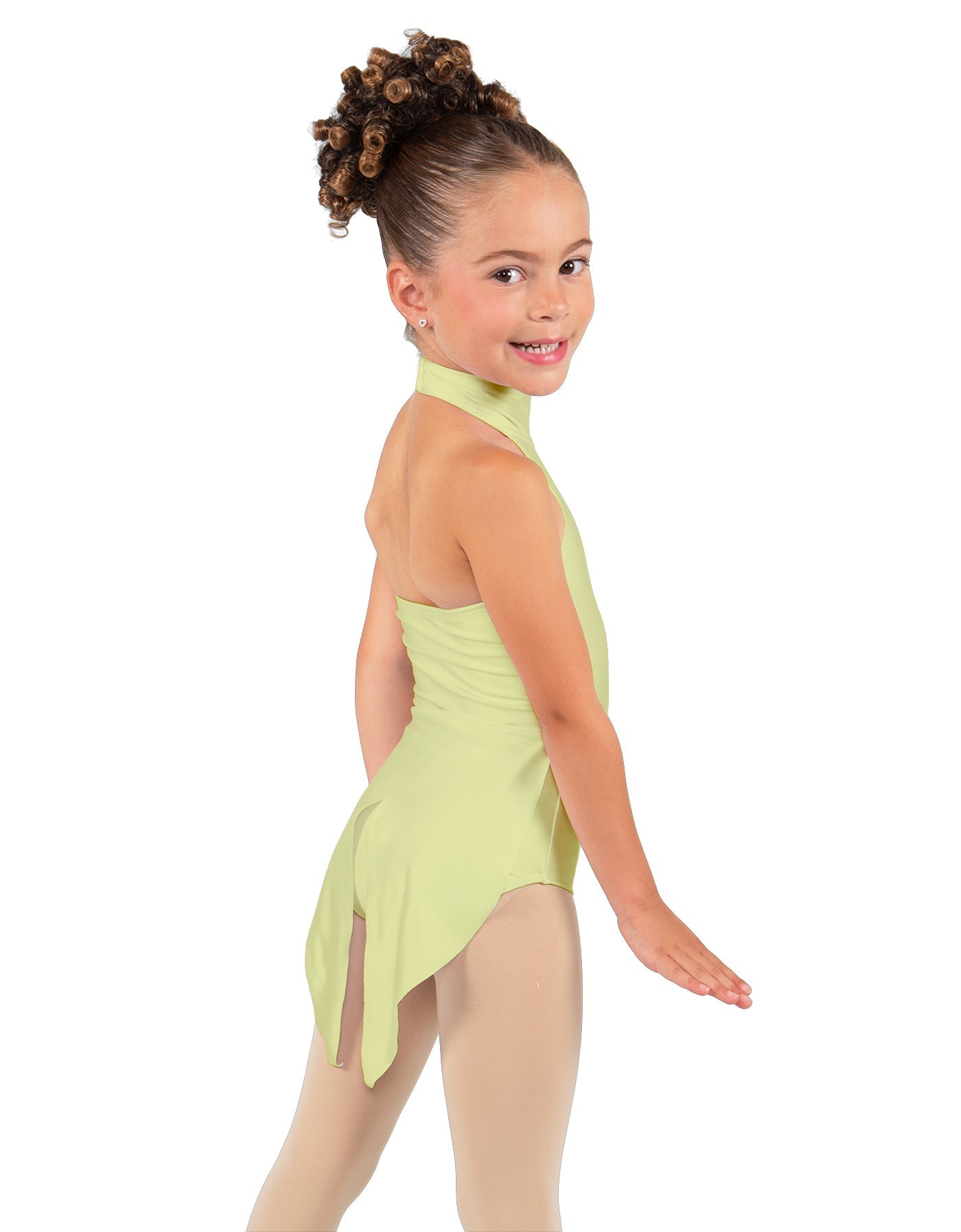 Solid Lycra Halter Collar Leotard with Tails
