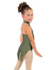 Solid Lycra Halter Collar Leotard with Tails
