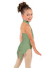 Solid Lycra Halter Collar Leotard with Tails