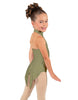 Solid Lycra Halter Collar Leotard with Tails