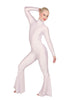 Solid Lycra LS Zipper Back Wide Flare Pant Unitard