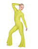 Solid Lycra LS Zipper Back Wide Flare Pant Unitard