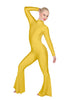 Solid Lycra LS Zipper Back Wide Flare Pant Unitard