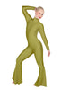 Solid Lycra LS Zipper Back Wide Flare Pant Unitard