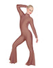 Solid Lycra LS Zipper Back Wide Flare Pant Unitard
