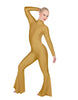 Solid Lycra LS Zipper Back Wide Flare Pant Unitard