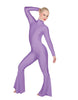 Solid Lycra LS Zipper Back Wide Flare Pant Unitard