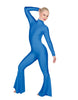 Solid Lycra LS Zipper Back Wide Flare Pant Unitard