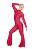 Solid Lycra LS Zipper Back Wide Flare Pant Unitard