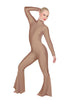 Solid Lycra LS Zipper Back Wide Flare Pant Unitard