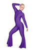 Solid Lycra LS Zipper Back Wide Flare Pant Unitard