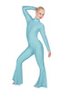 Solid Lycra LS Zipper Back Wide Flare Pant Unitard