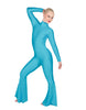 Solid Lycra LS Zipper Back Wide Flare Pant Unitard