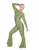 Solid Lycra LS Zipper Back Wide Flare Pant Unitard