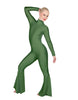 Solid Lycra LS Zipper Back Wide Flare Pant Unitard