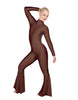 Solid Lycra LS Zipper Back Wide Flare Pant Unitard