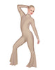 Solid Lycra LS Zipper Back Wide Flare Pant Unitard
