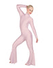 Solid Lycra LS Zipper Back Wide Flare Pant Unitard