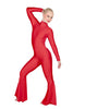 Solid Lycra LS Zipper Back Wide Flare Pant Unitard