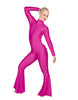 Solid Lycra LS Zipper Back Wide Flare Pant Unitard