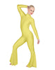 Solid Lycra LS Zipper Back Wide Flare Pant Unitard