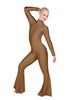 Solid Lycra LS Zipper Back Wide Flare Pant Unitard