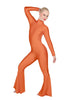 Solid Lycra LS Zipper Back Wide Flare Pant Unitard