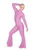 Solid Lycra LS Zipper Back Wide Flare Pant Unitard