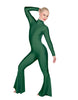 Solid Lycra LS Zipper Back Wide Flare Pant Unitard