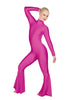 Solid Lycra LS Zipper Back Wide Flare Pant Unitard