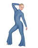 Solid Lycra LS Zipper Back Wide Flare Pant Unitard