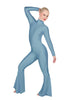 Solid Lycra LS Zipper Back Wide Flare Pant Unitard