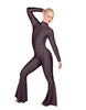 Solid Lycra LS Zipper Back Wide Flare Pant Unitard