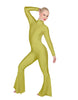 Solid Lycra LS Zipper Back Wide Flare Pant Unitard