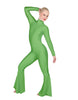Solid Lycra LS Zipper Back Wide Flare Pant Unitard
