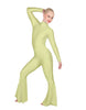 Solid Lycra LS Zipper Back Wide Flare Pant Unitard