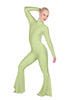 Solid Lycra LS Zipper Back Wide Flare Pant Unitard